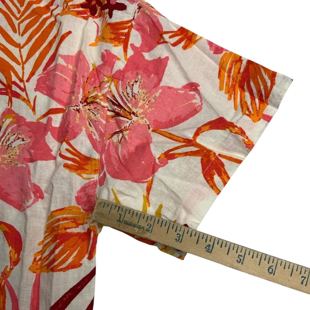 C&C California Linen Blend Tropical Floral Button Shirt Womens Medium NWT Crop - Picture 8 of 8